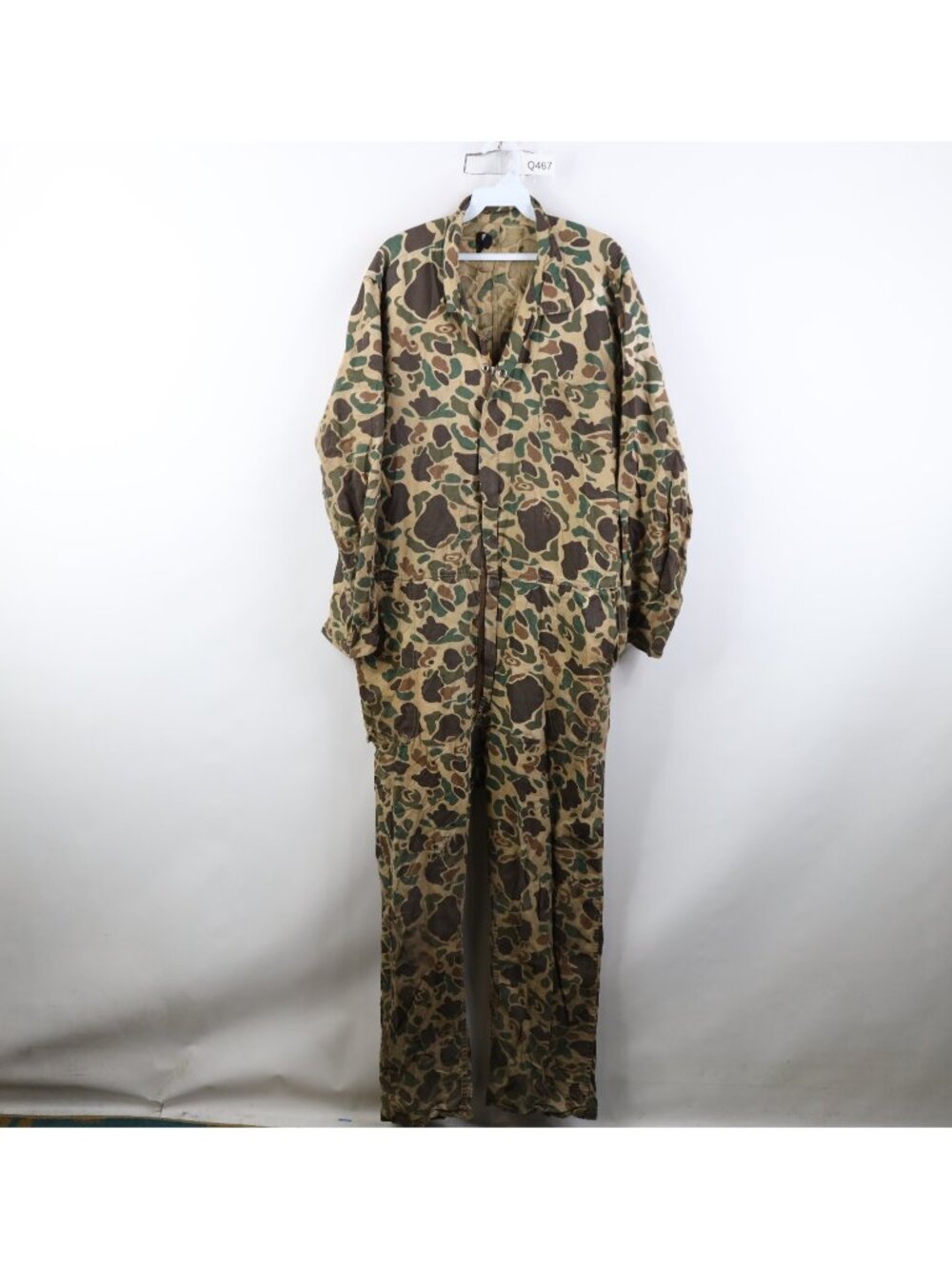 Vintage 70s Streetwear Mens XL Thrashed Frogskin Camouflage Coveralls Bibs USA